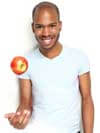 A man holding an apple