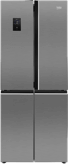 A silver Beko four-door, American style, refrigerator