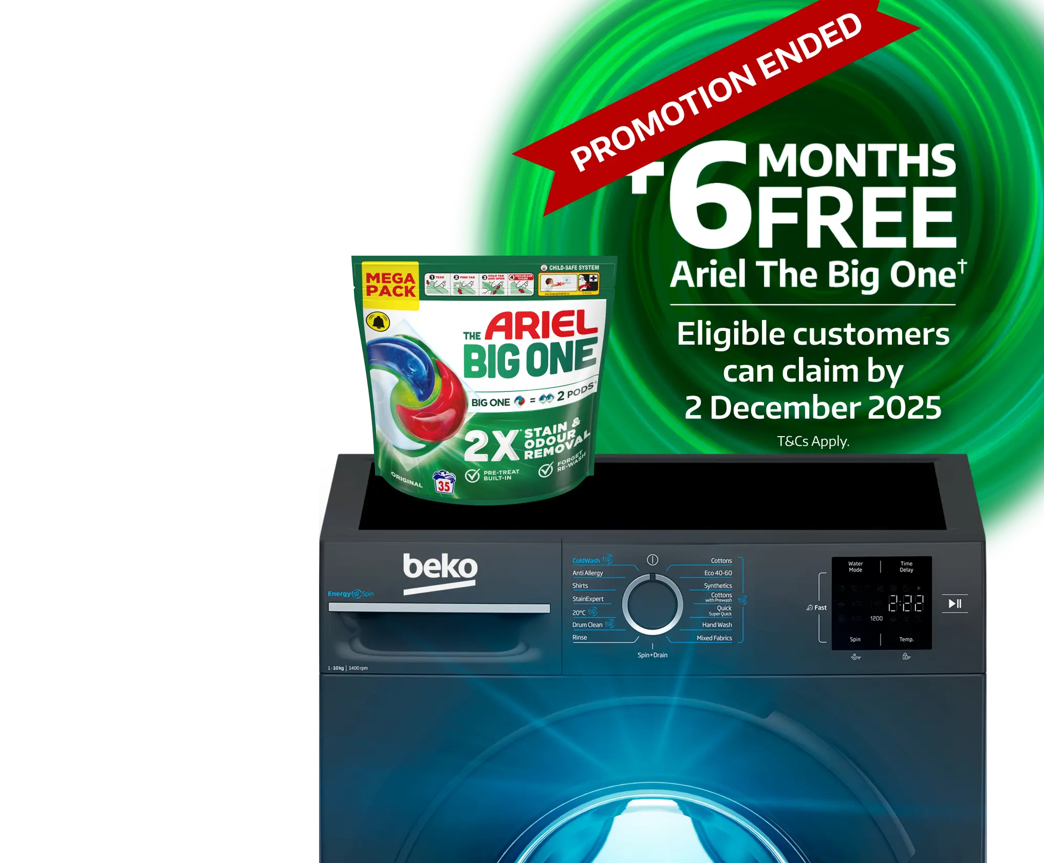 Plus 6 months free Fairy Platinum plus (T&Cs apply) when you buy any Beko Dishwasher