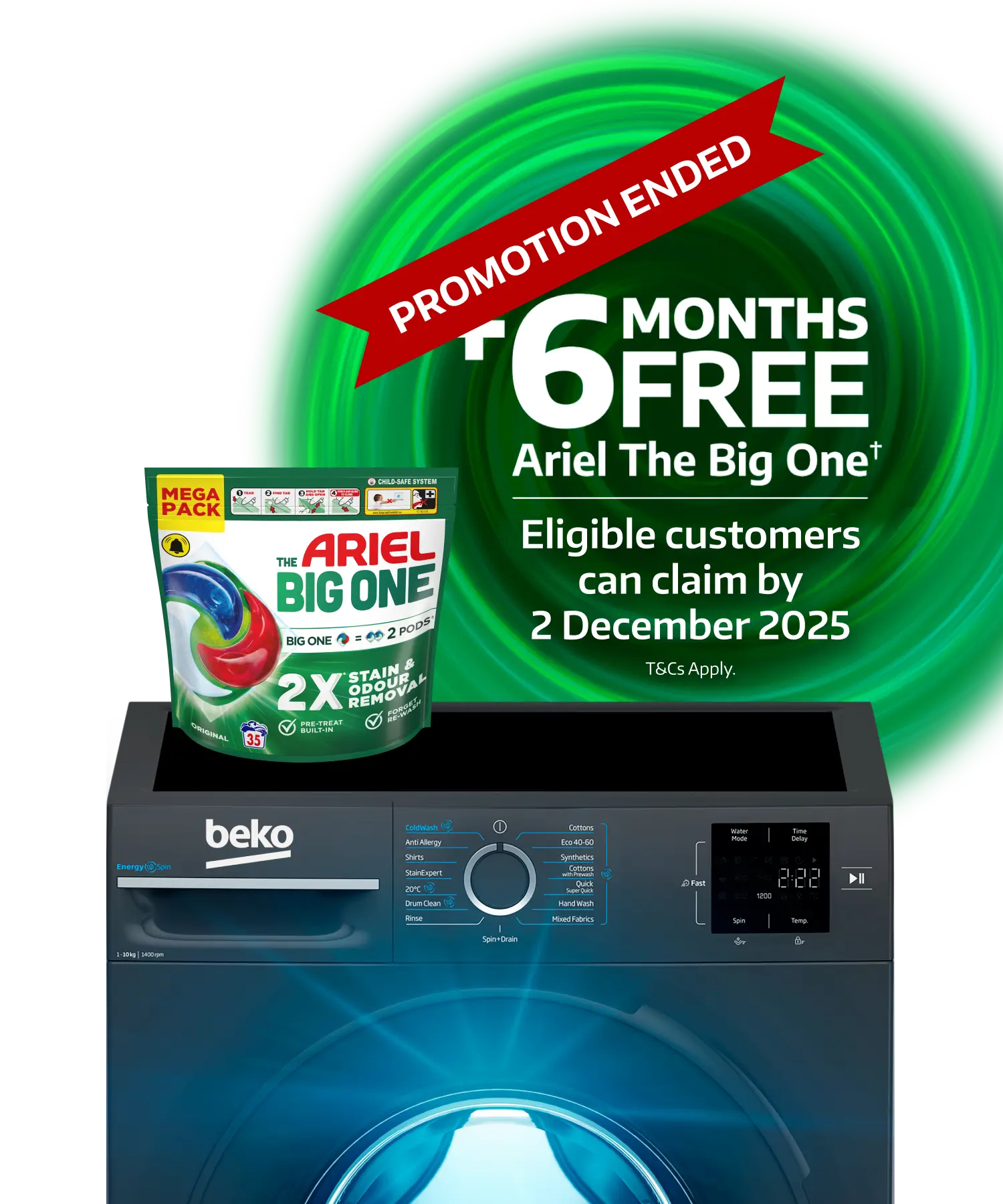 Plus 6 months free Fairy Platinum plus (T&Cs apply) when you buy any Beko Dishwasher