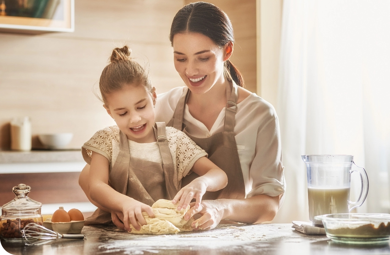 Family Making Bread