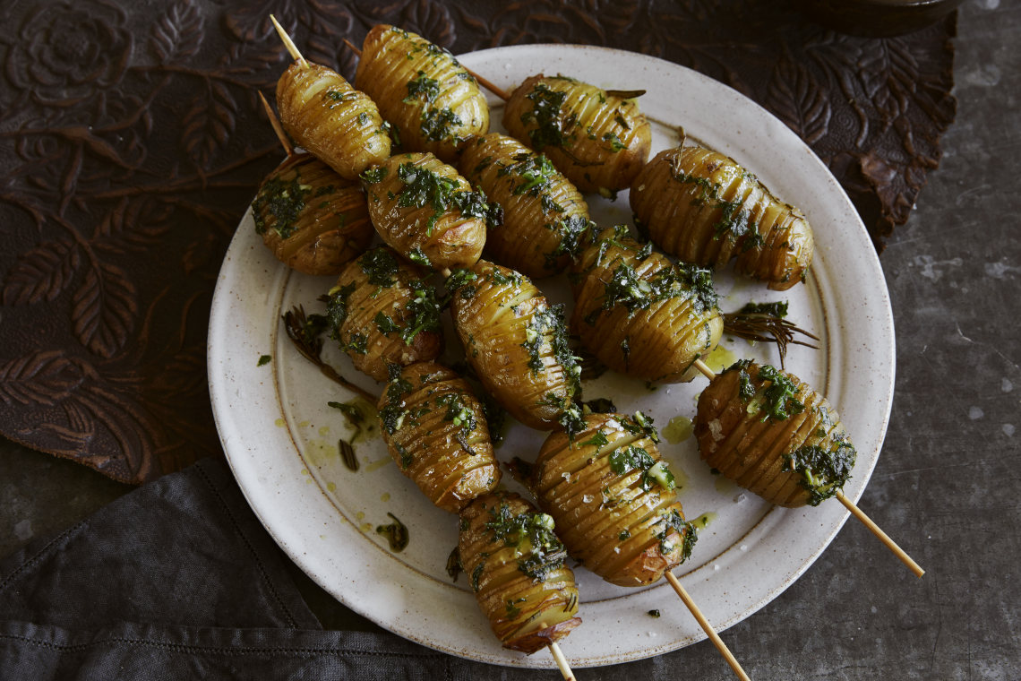 Hasselback Potato Skewers With Parsley And Garlic Butter