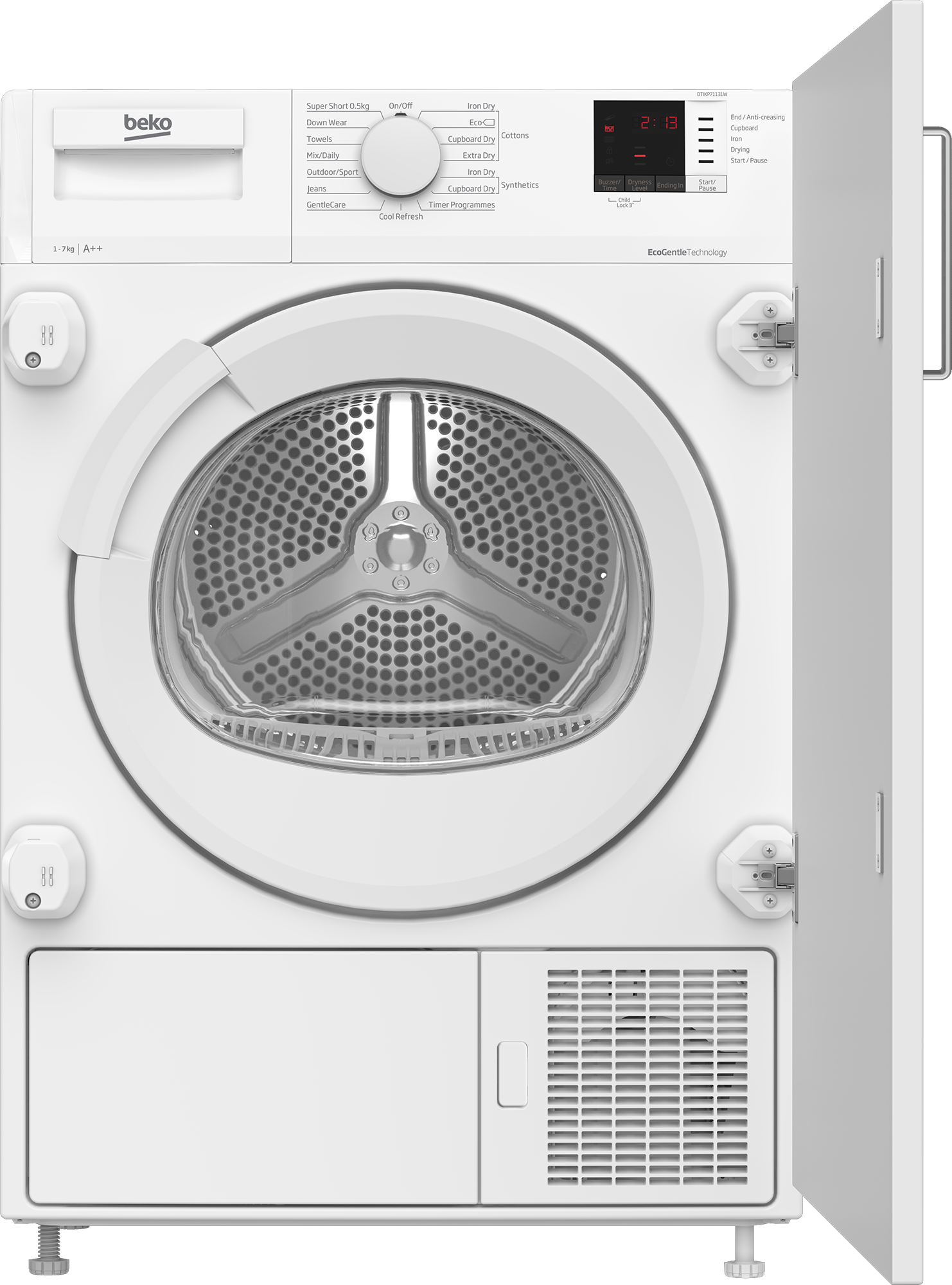 7kg Integrated Heat Pump Tumble Dryer with Sensor Drying Programmes