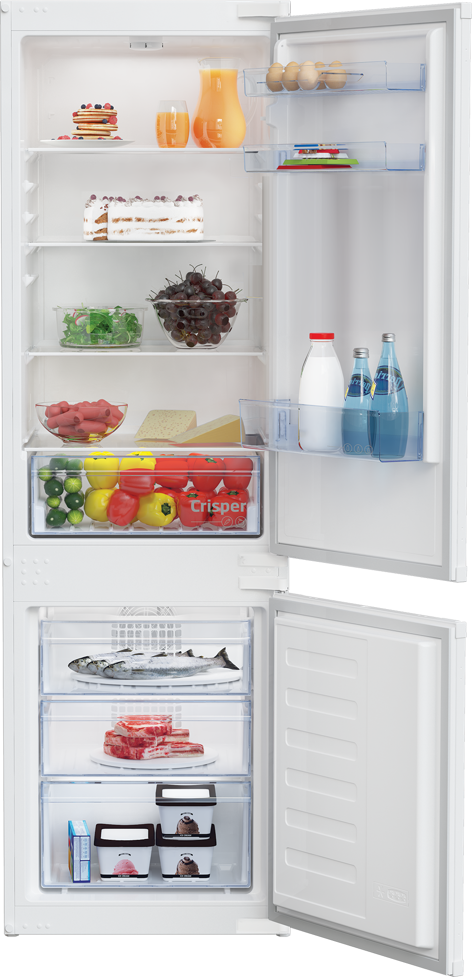 Integrated Frost Free Fridge Freezer with Large Salad Crisper BCFD473