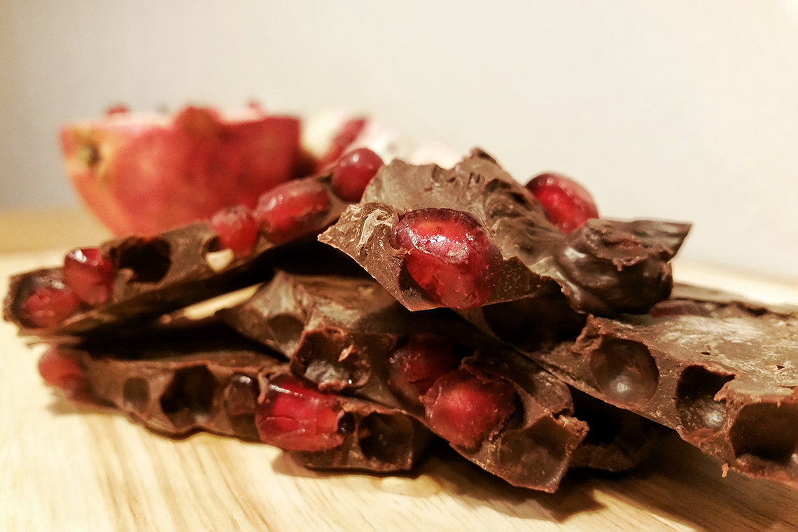 Dark Chocolate Pomegranate Ginger And Sea Salt Bark