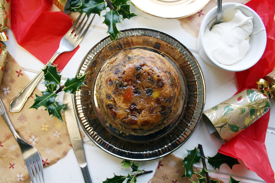 Christmas Pudding With Orange Liquor Whipped Cream