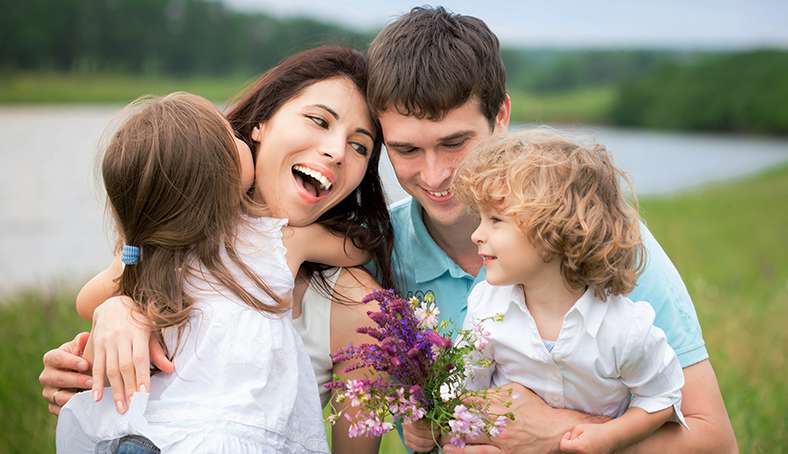 A family in a field